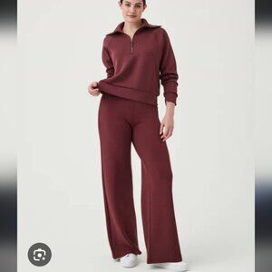 SET! Spanx AirEssentials Half Zip Top AND Wide Leg Pants Medium Tall